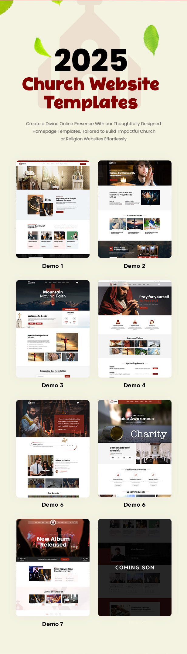 Deeds - Simple Nonprofit Church Website Template